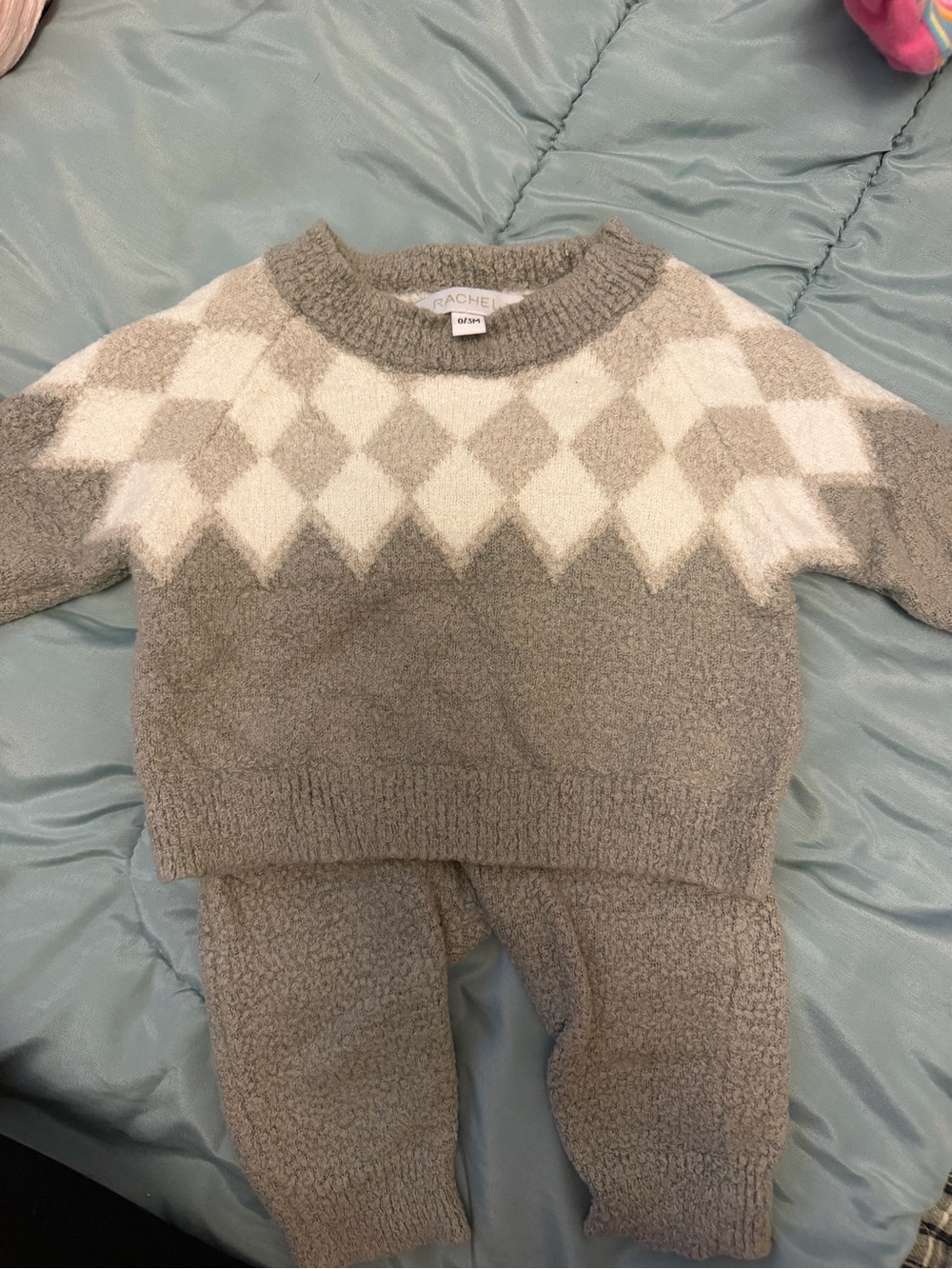 Rachel Cream & Light Gray Two-Piece Set